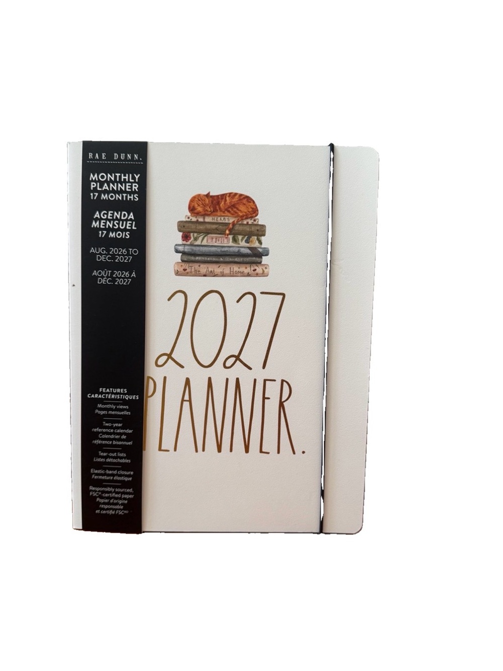 Rae Dunn 2027 PLANNER Soft Cover Spiral 17 months Planner Butterfly Ivory 9x7”